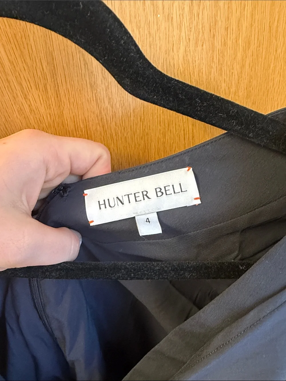 HUNTER BELL Navy Tie-Front Peplum Top Dress
